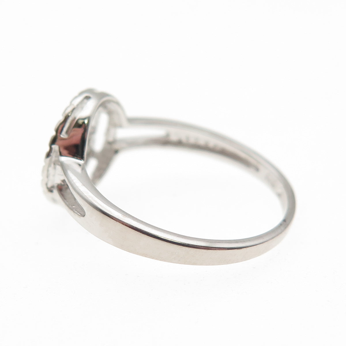 925 Sterling Silver Real Round-Cut Diamond Fleur de Lis Ring Size 7