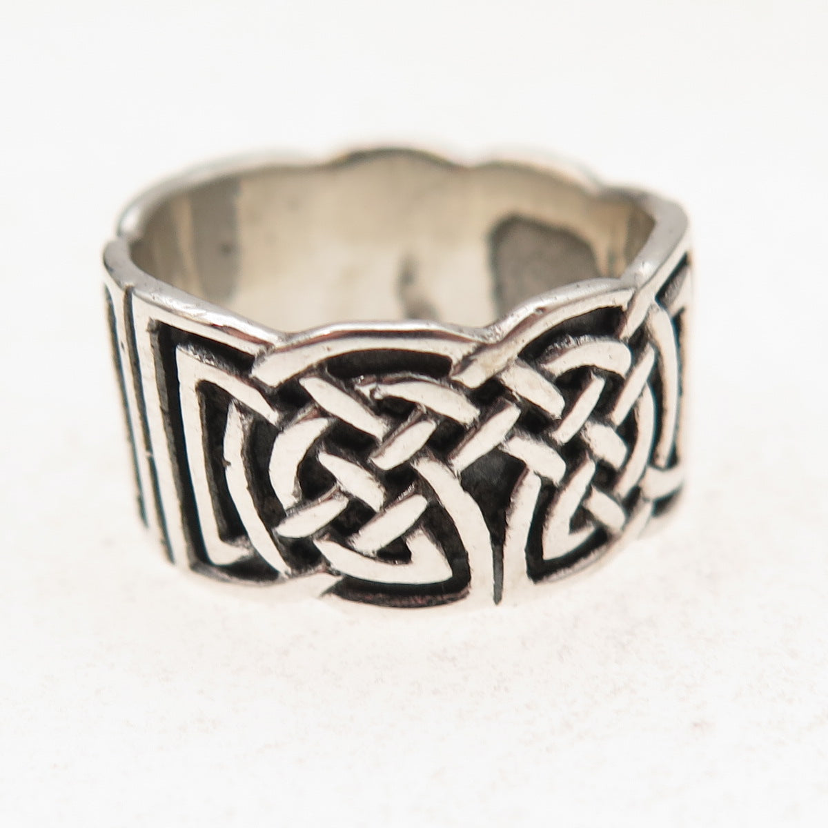 Peter Stone 925 Sterling Silver Vintage Celtic Knot Oxidized Ring Size 7.75
