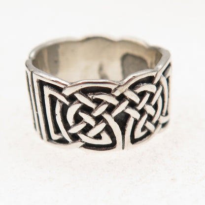 Peter Stone 925 Sterling Silver Vintage Celtic Knot Oxidized Ring Size 7.75