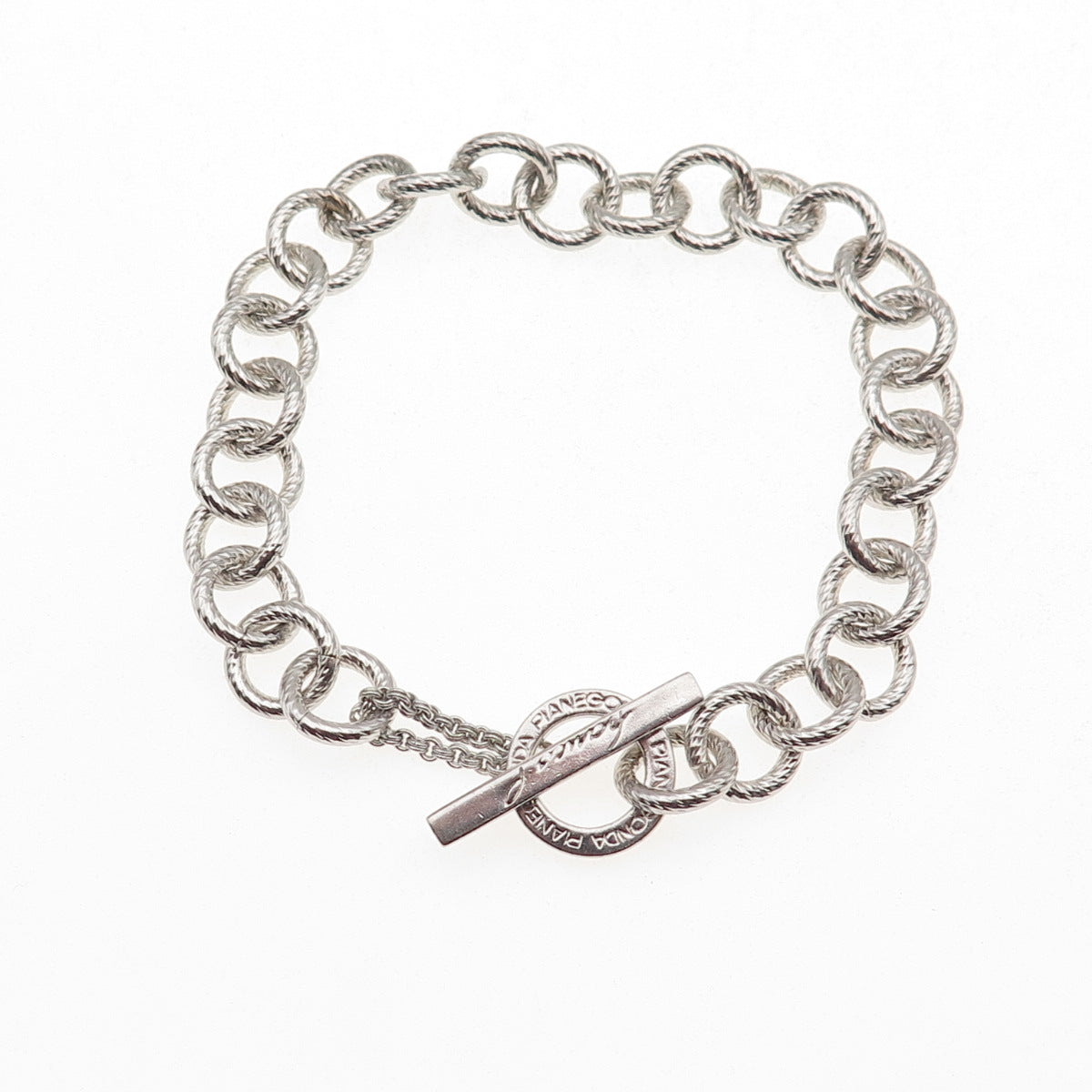 Pianegonda 925 Sterling Silver Italy Rolo Link Bracelet 7"