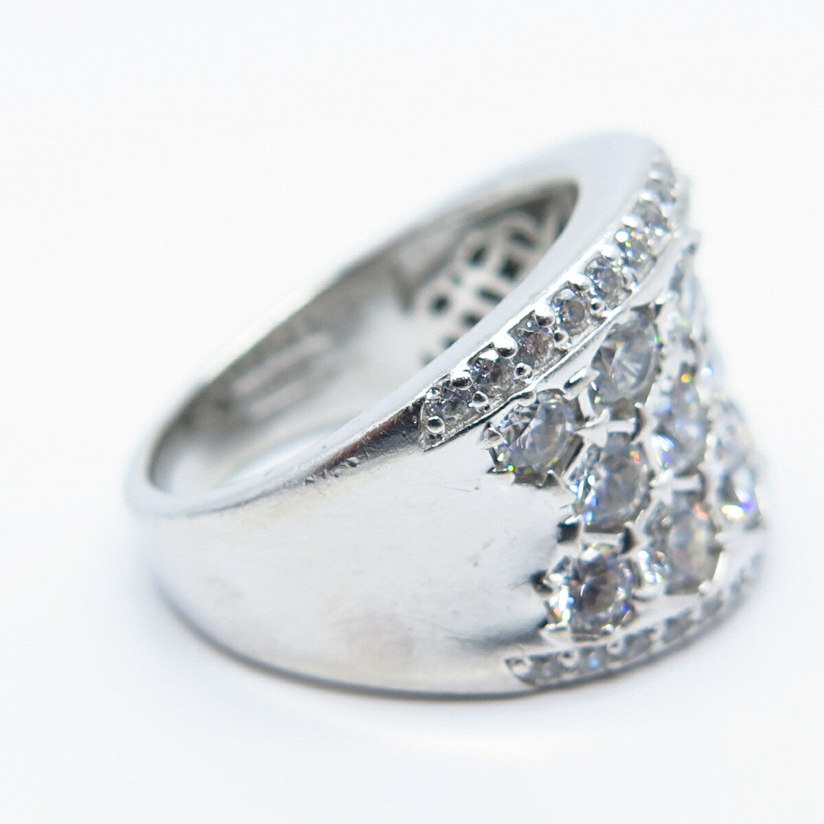 925 Sterling Silver Round-Cut C Z Ring Size 8.75