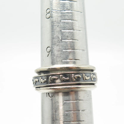 925 Sterling Silver Vintage Footprints Rotating Band Ring Size 10
