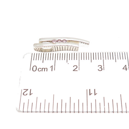 Fossil 925 Sterling Silver Pink C Z Modernist Mini Slide Charm Pendant