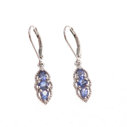 Chuck Clemency 925 Sterling Silver Real Tanzanite Dangle Earrings
