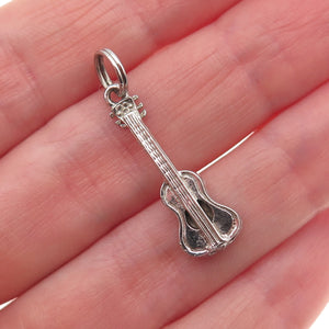 925 Sterling Silver Vintage Guitar Musical Instrument Charm Pendant