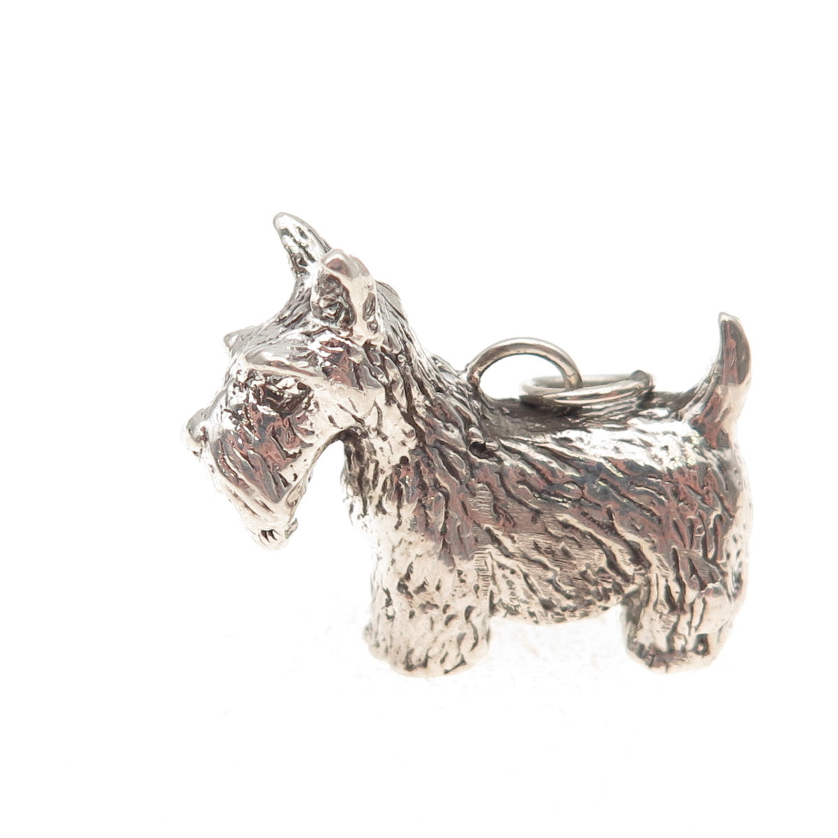 925 Sterling Silver Vintage Scottish Terrier Dog Hollow 3D Charm Pendant