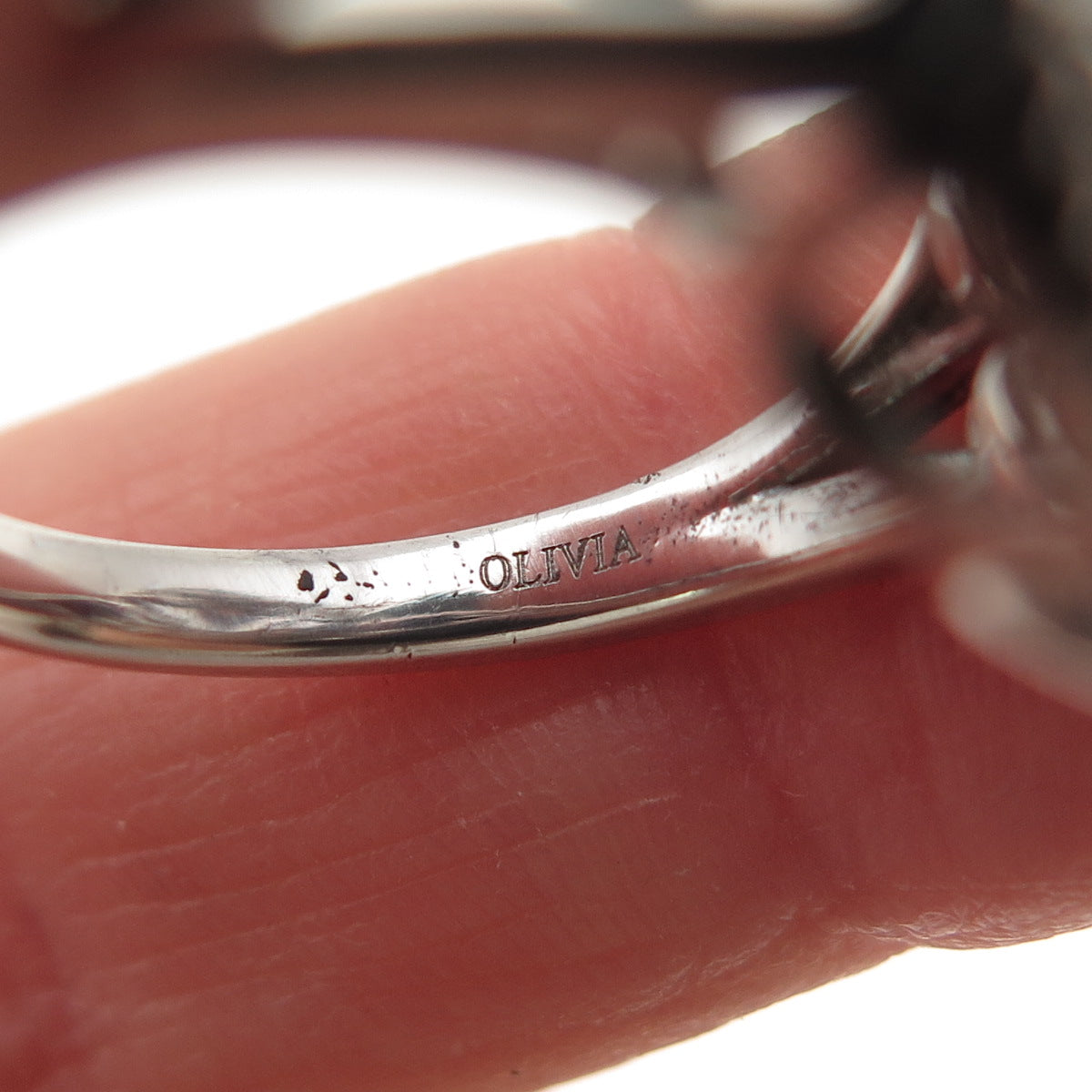 OLIVIA 925 Sterling Silver Real Round-Cut 0.05 ct Diamond Floral Ring Size 6.5