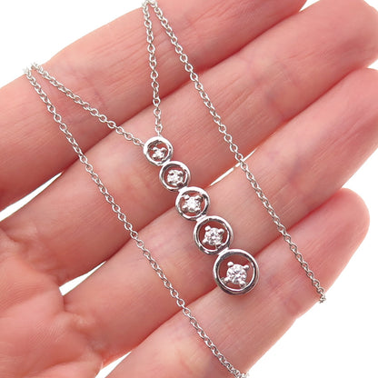 925 Sterling Silver Round-Cut C Z Graduated Drop Cable Chain Necklace 18"