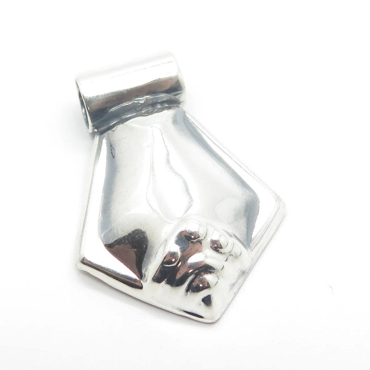 925 Sterling Silver Vintage Mexico Large Hollow Slide Pendant