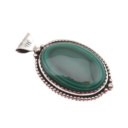 Stanley Bain Navajo Old Pawn Sterling Silver Vintage Malachite Tribal Pendant