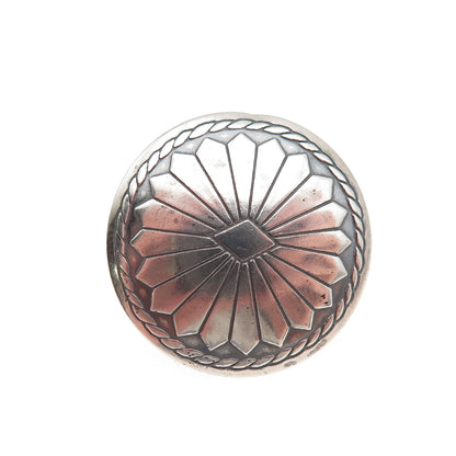 Old Pawn 925 Sterling Silver Vintage Southwestern Concho Oxidized Tribal Button