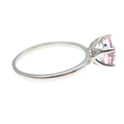 DAZZLERS 925 Sterling Silver Round-Cut Nano Pink Topaz Ring Size 6