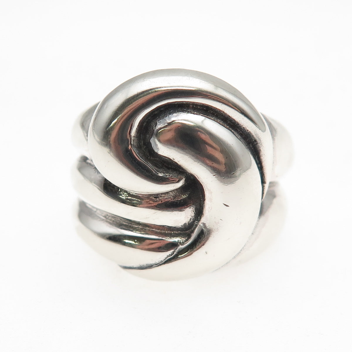 925 Sterling Silver Vintage Modernist Oxidized Ring Size 8
