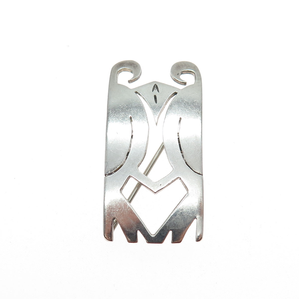 925 Sterling Silver Vintage Modernist Oxidized Pin Brooch