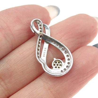 925 Sterling Silver Real Round-Cut Diamond Infinity Slide Pendant