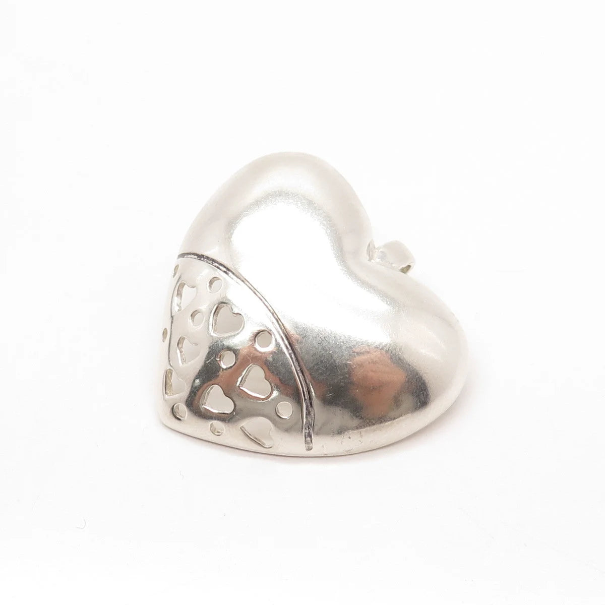 925 Sterling Silver Vintage Cutout Heart Slide Pendant