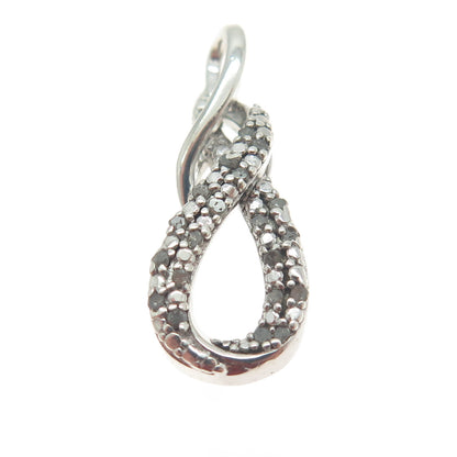 925 Sterling Silver Real Round-Cut Diamond Twisted Infinity Pendant