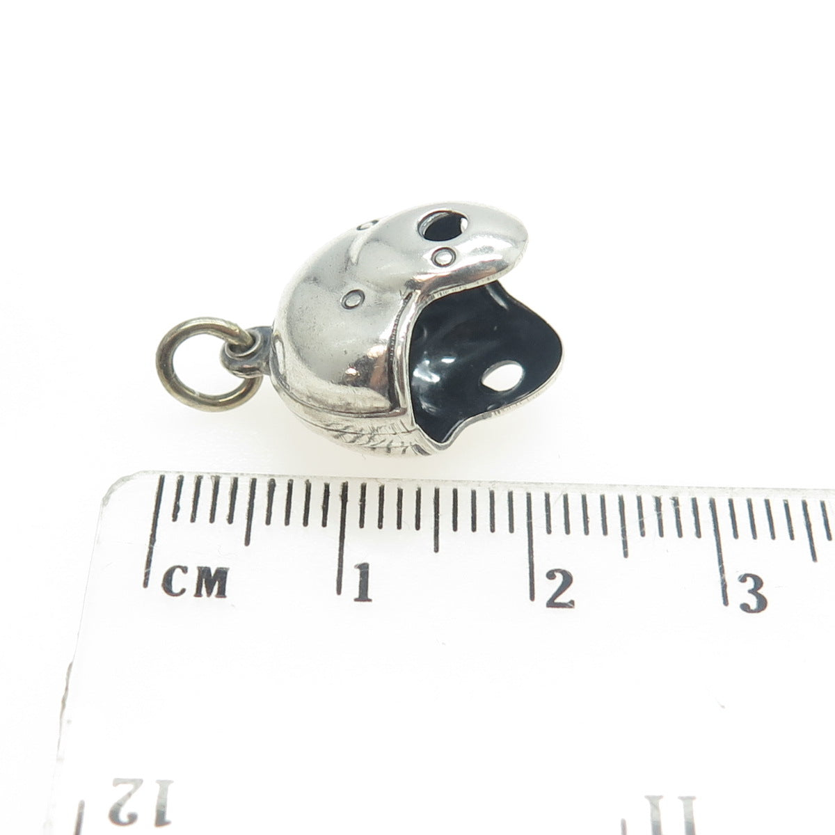 925 Sterling Silver Vintage Helmet 3D Charm Pendant