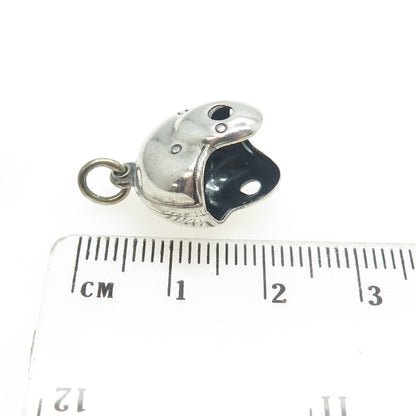 925 Sterling Silver Vintage Helmet 3D Charm Pendant