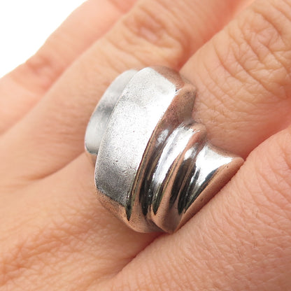 D. MOLINA 925 Sterling Silver Vintage Mexico Modernist Oxidized Ring Size 7.75