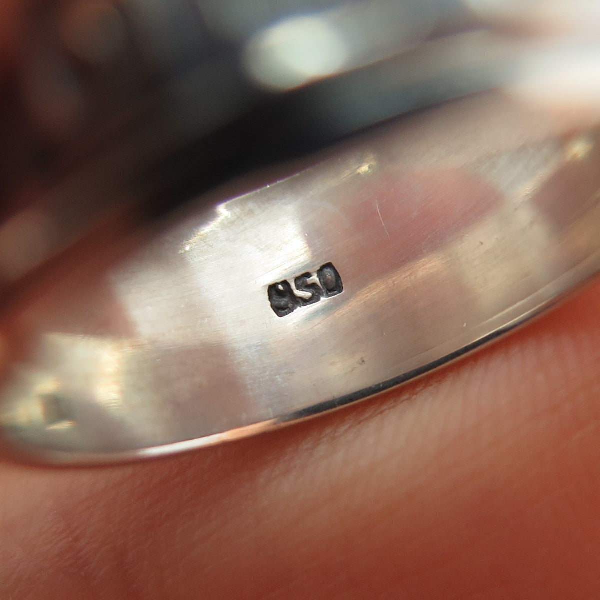950 Silver Vintage Greek Maze Oxidized Rotating Band Ring Size 10