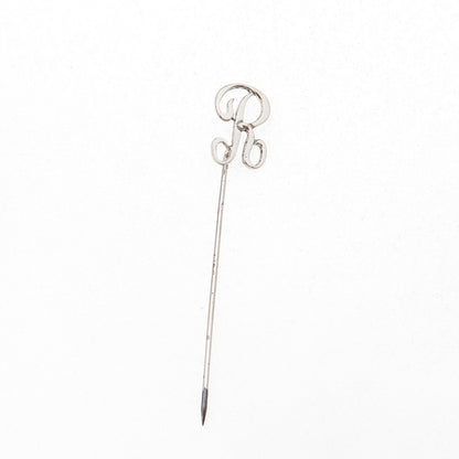 Beau 925 Sterling Silver Antique Art Deco Letter R Initial Lapel Pin
