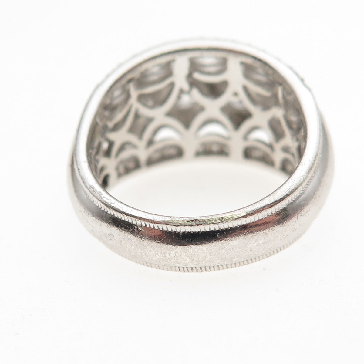 Tacori IV 925 Sterling Silver Round-Cut C Z Filigree Ring Size 6.25