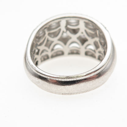 Tacori IV 925 Sterling Silver Round-Cut C Z Filigree Ring Size 6.25
