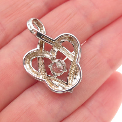 925 Sterling Silver Round-Cut C Z Infinity Heart Charm Pendant