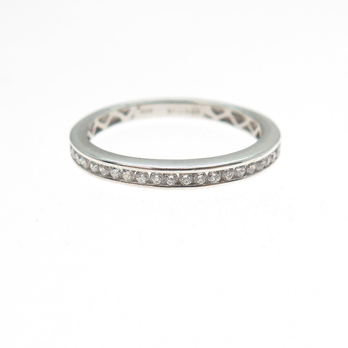 DIAG 925 Sterling Silver Round-Cut C Z Half Eternity Band Ring Size 7.25