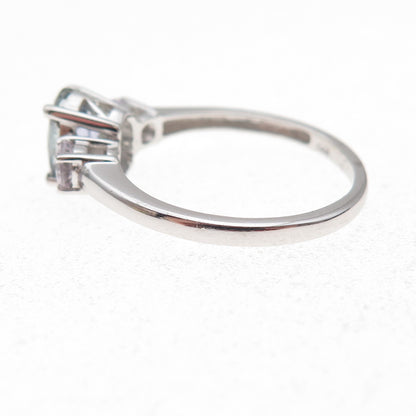 Chuck Clemency 925 Sterling Silver Real Iolite & White Topaz Ring Size 8