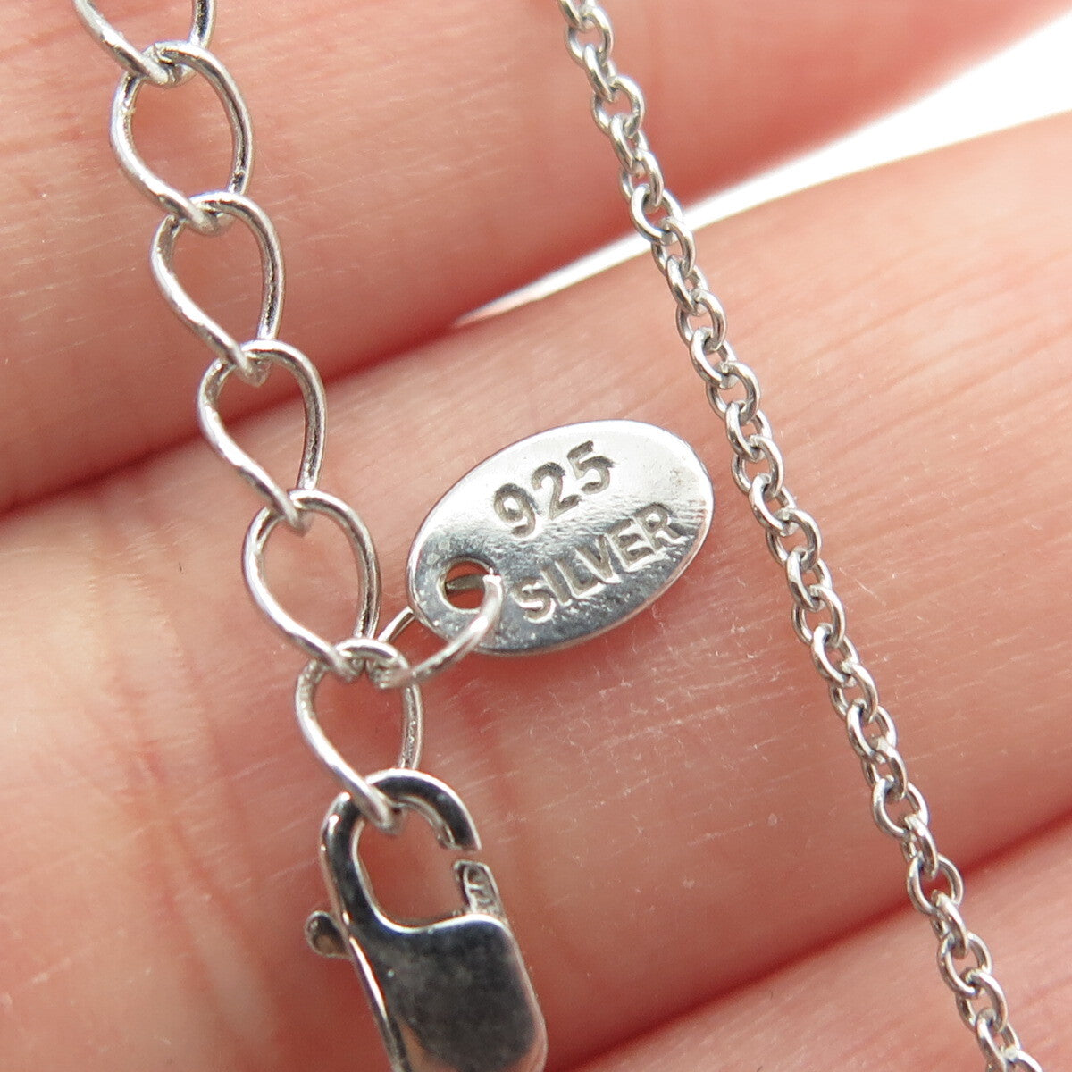925 Sterling Silver Heart-Cut C Z Cable Chain Adjustable Necklace 18-20"