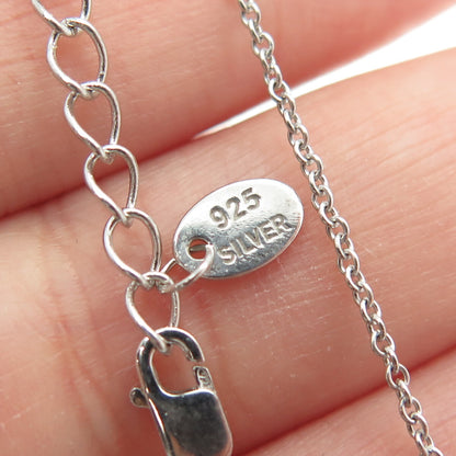 925 Sterling Silver Heart-Cut C Z Cable Chain Adjustable Necklace 18-20"