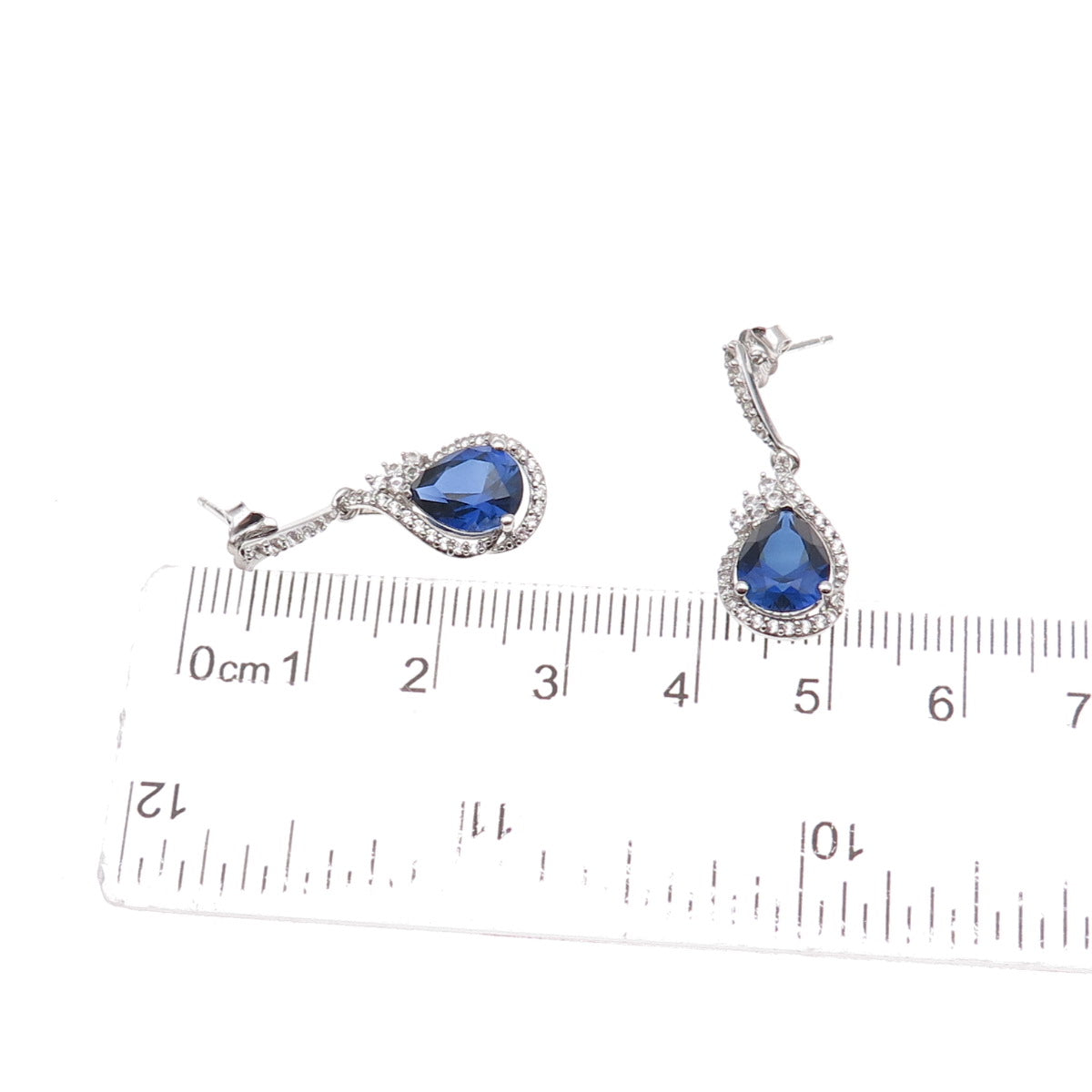 Richline 925 Sterling Silver Real White Topaz & Lab-Created Sapphire Earrings