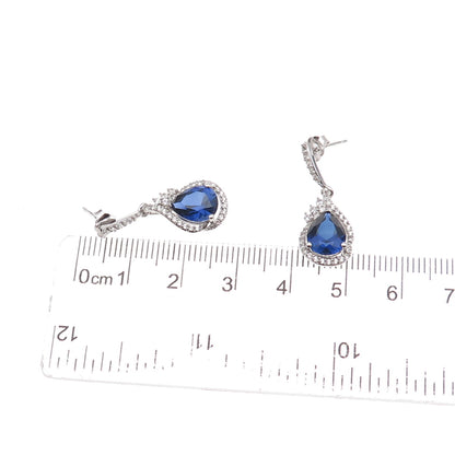 Richline 925 Sterling Silver Real White Topaz & Lab-Created Sapphire Earrings