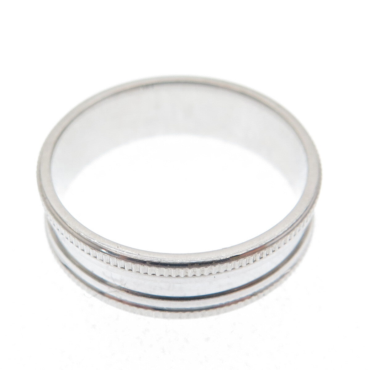 925 Sterling Silver Diamond-Cut Ribbed Band Ring Size 7.5