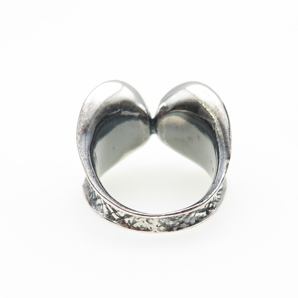 925 Sterling Silver Vintage Modernist Hug Oxidized Ring Size 6.75