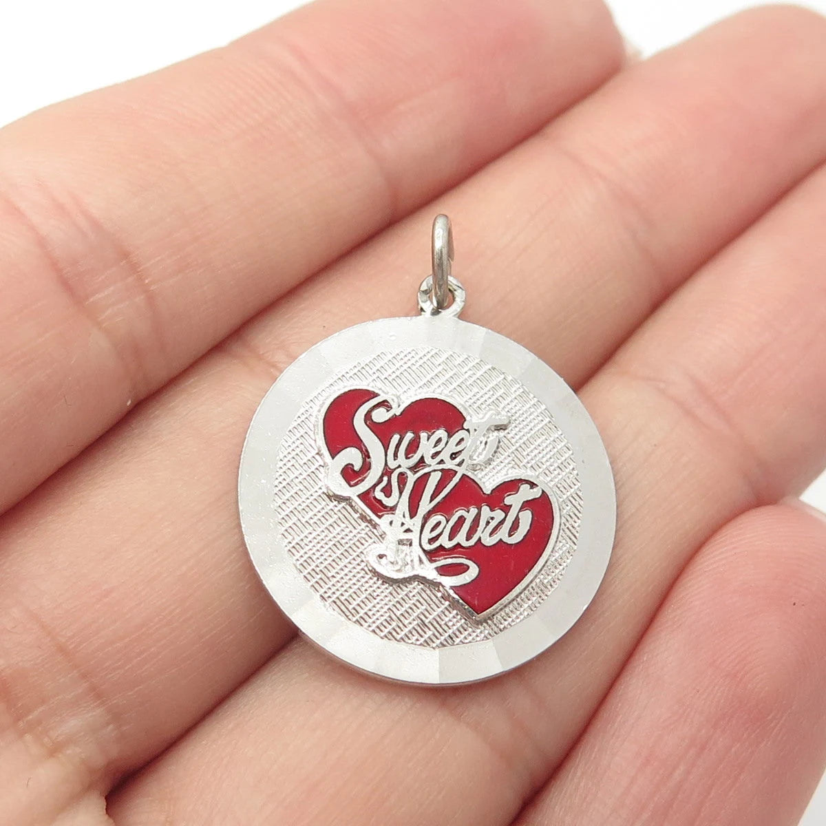 925 Sterling Silver Vintage Griffith & Sons Co Enamel Sweet Heart Charm Pendant