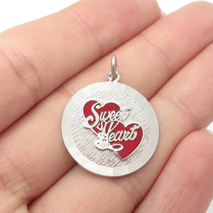 925 Sterling Silver Vintage Griffith & Sons Co Enamel Sweet Heart Charm Pendant