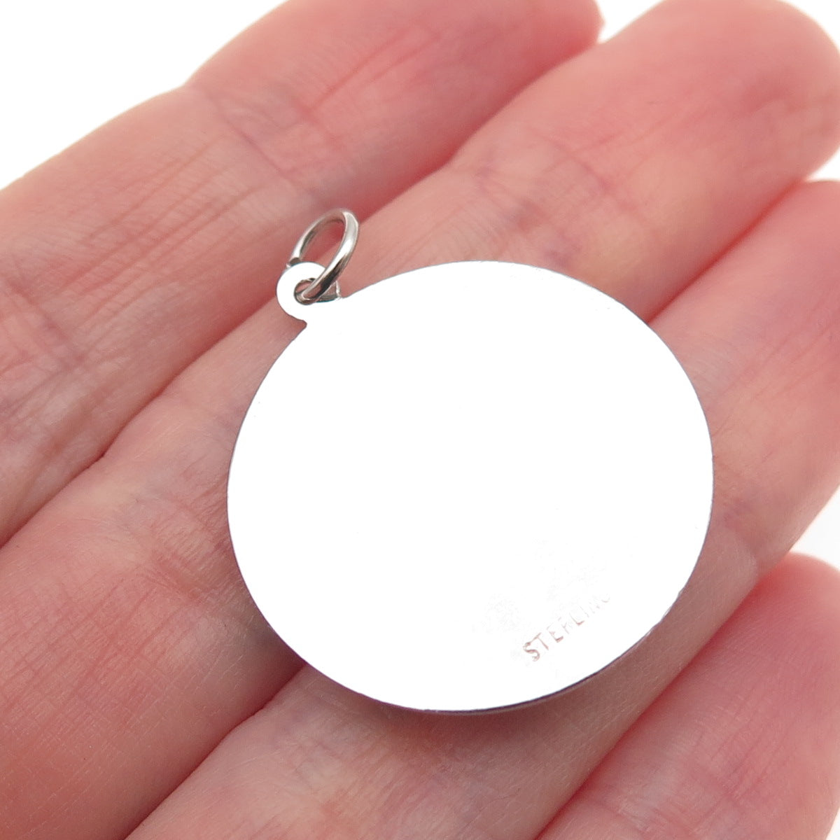 925 Sterling Silver Vintage Blue Rhinestone Kitty Cat Charm Pendant