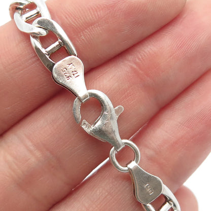 925 Sterling Silver Vintage Italy Anchor Mariner & Figaro Link Bracelet 8"