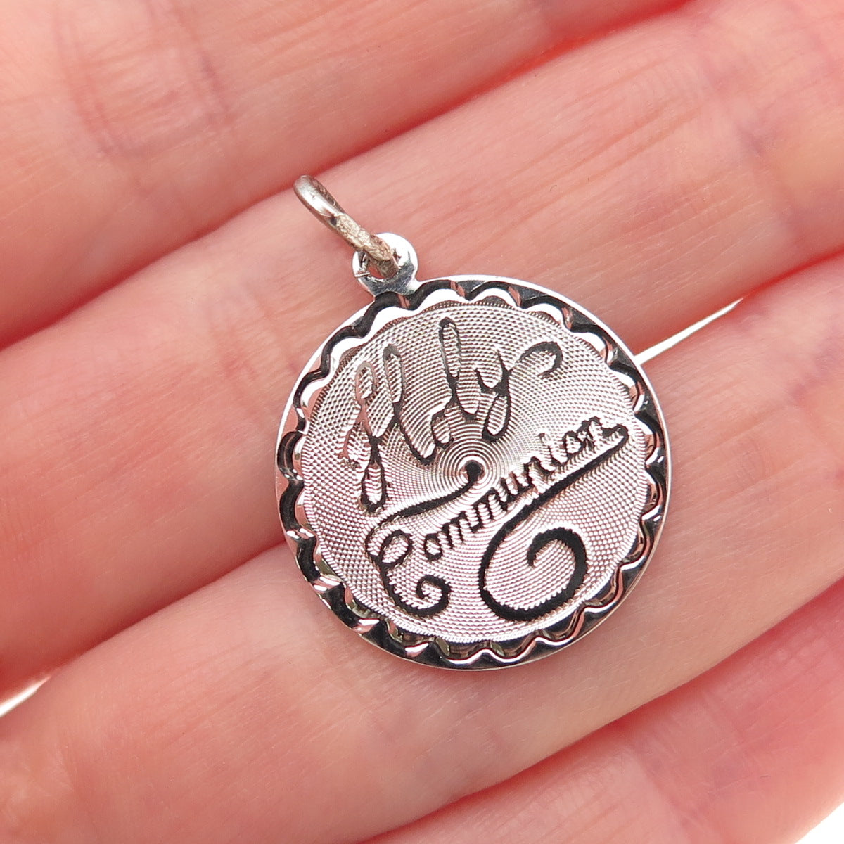 Spencer 925 Sterling Silver Vintage Holy Communion Charm Pendant