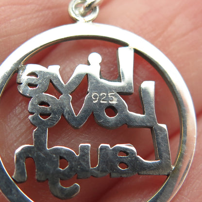 925 Sterling Silver "Live Love Laugh" Round Dangling Earrings