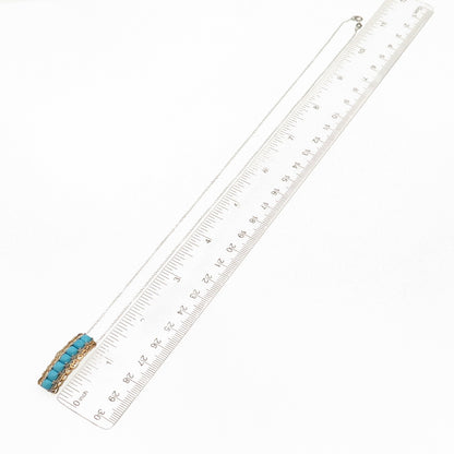 Chuck Clemency 925 Sterling Silver 2-Tone Real Turquoise Chain Necklace 20"