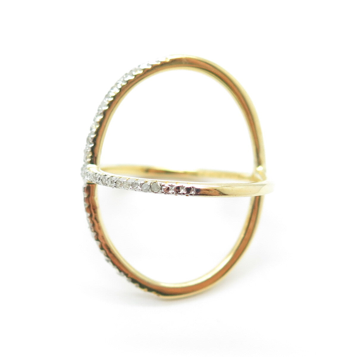 DBJ DEE BERKLEY Sterling Silver Gold Plated Diamond Crisscross Ring Size 6.75