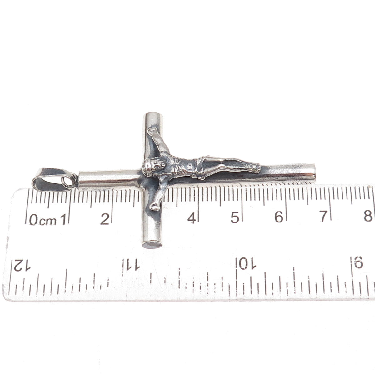 925 Sterling Silver Vintage Crucifix Cross Oxidized Pendant