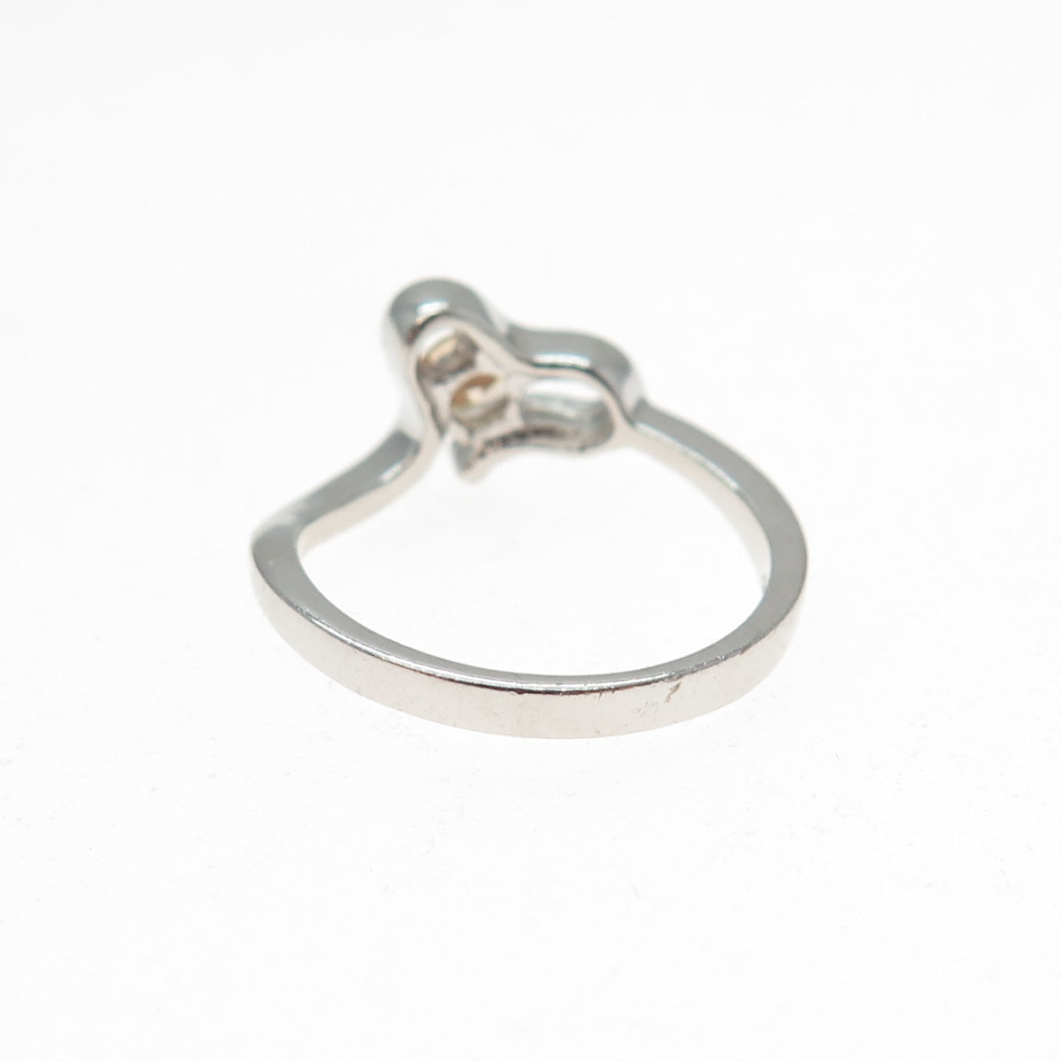 925 Sterling Silver Round-Cut Champagne C Z Modernist Heart Ring Size 7.75