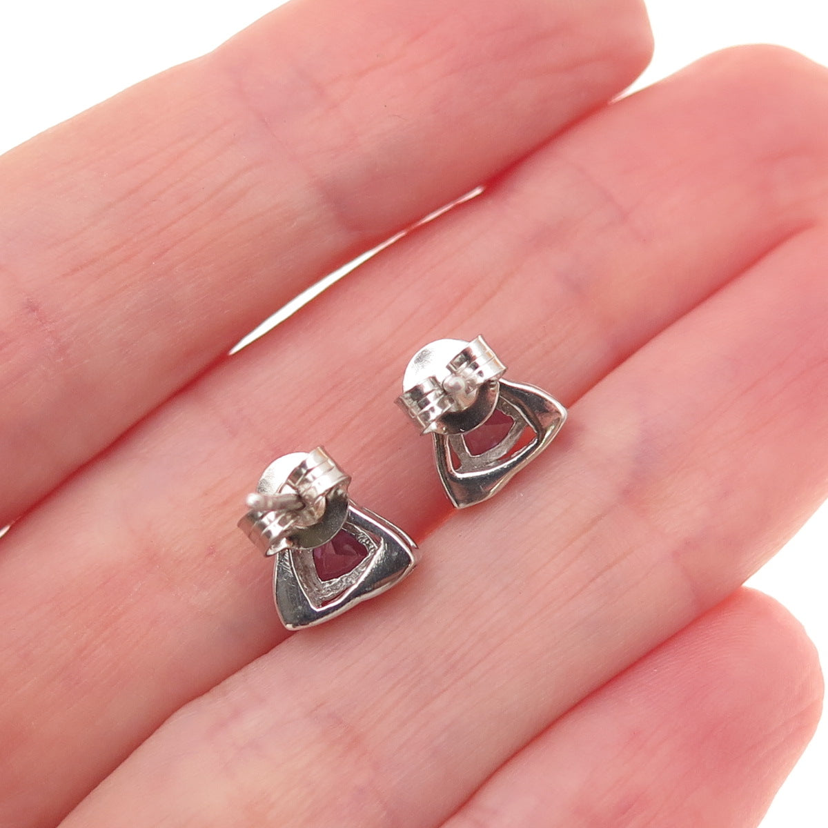 Chuck Clemency 925 Sterling Silver Real Tanzanite Triangle Stud Earrings