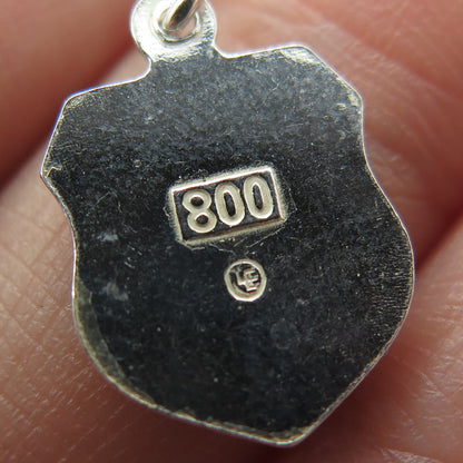 800 Silver Vintage Enamel Liechtenstein Coat of Arms Minimalist Charm Pendant