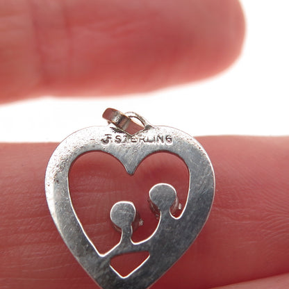 Jerome Fleischer & Co. 925 Sterling Silver Vintage Rhinestone Heart Mini Pendant